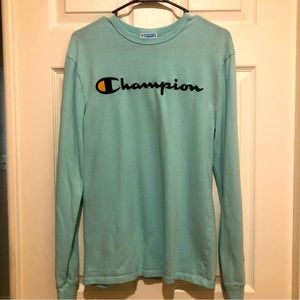 Champion Bright Blue Logo Longsleeve